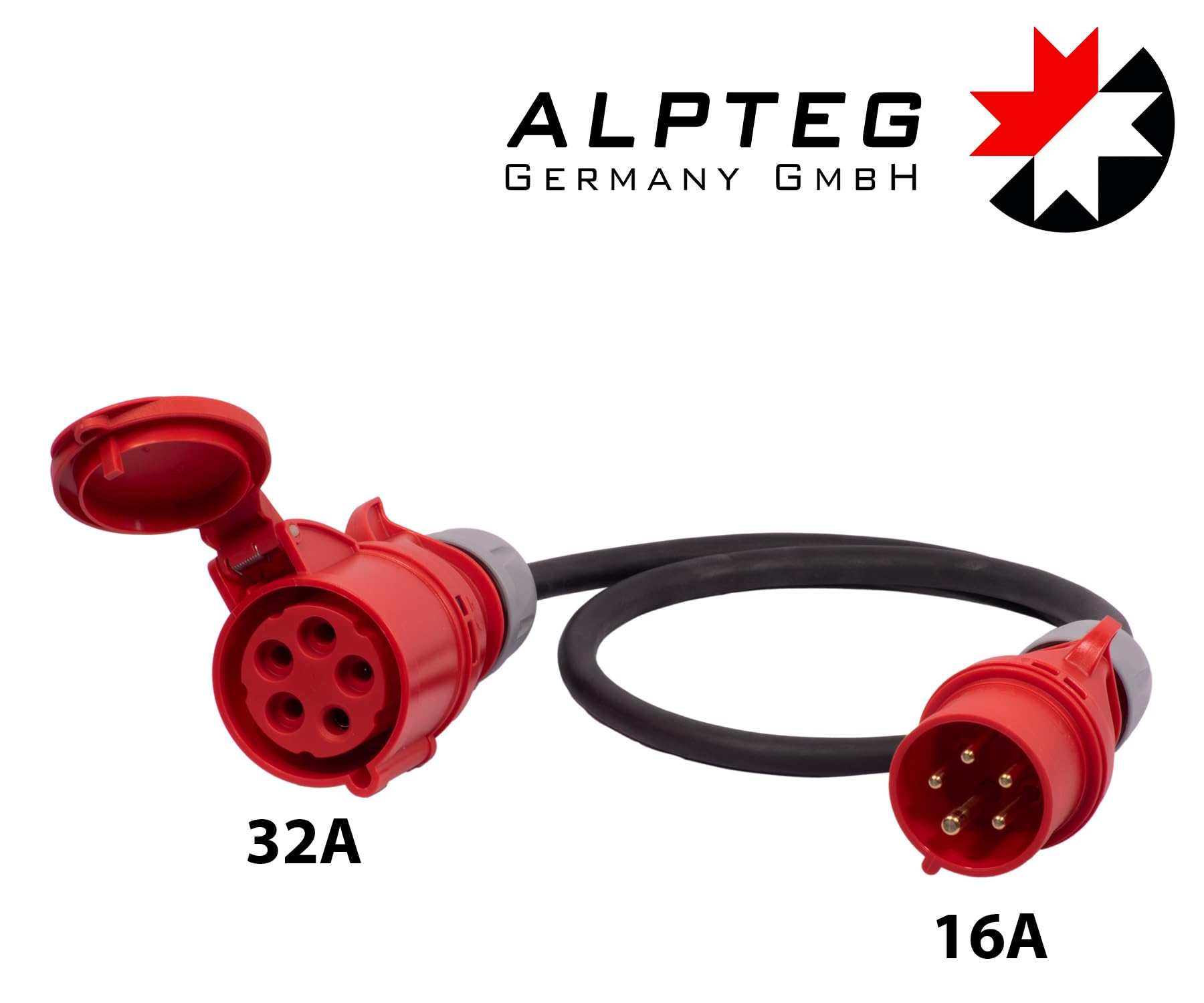 Adapter 5-Pol CEE Steck. 16A auf 5-Pol CEE Kupp. 32A H07RN-F 5G2,5 | ALPTEG A005 2m
