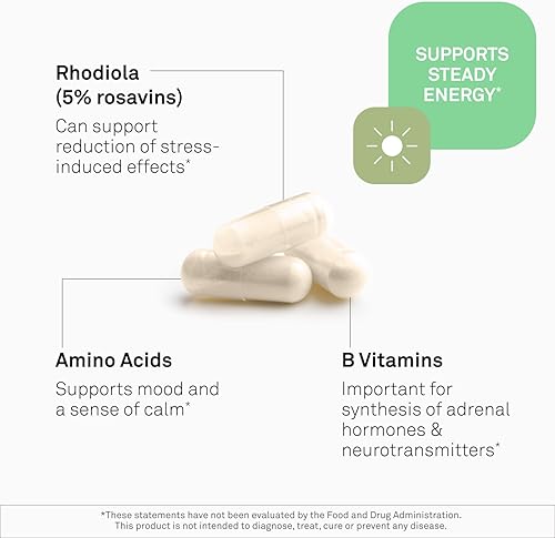 Miniatura 4 de NeuroScience AdreCor - Complejo de apoyo de energía suprarrenal con rodiola e histidina para ayudar a reducir la fatiga y el estrés (90 cápsulas)