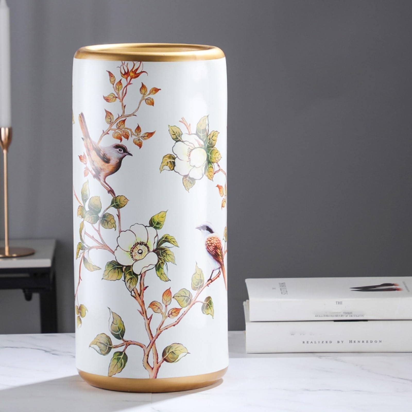 WXPGFEQ Handmade Vintage Umbrella Stand for Indoor, Porcelain Floor Holder for Umbrellas Canes in Home Office Entrance