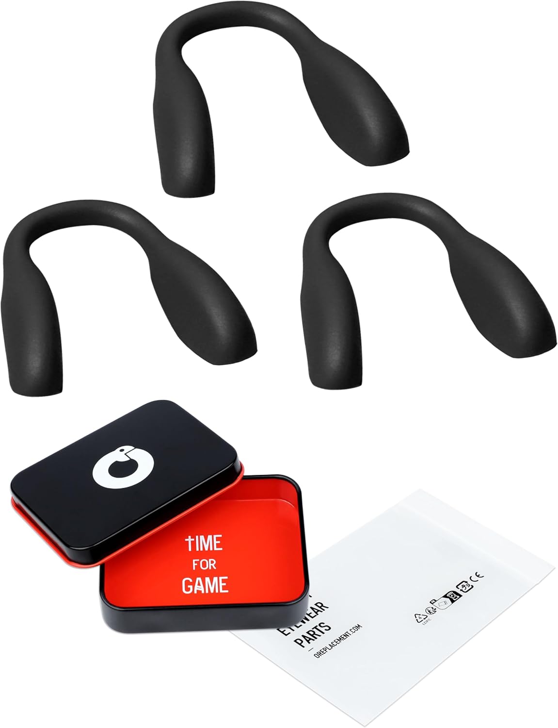 3 Pairs Ultra Soft Silicone Sunglass Nose Pads for Oakley Split Shot OO9416/Split Time OO4129/Crossrange OO9361/Targetline OO9397, Push-in Anti-Slip Glasses Nose Piece Replacement Kit Black