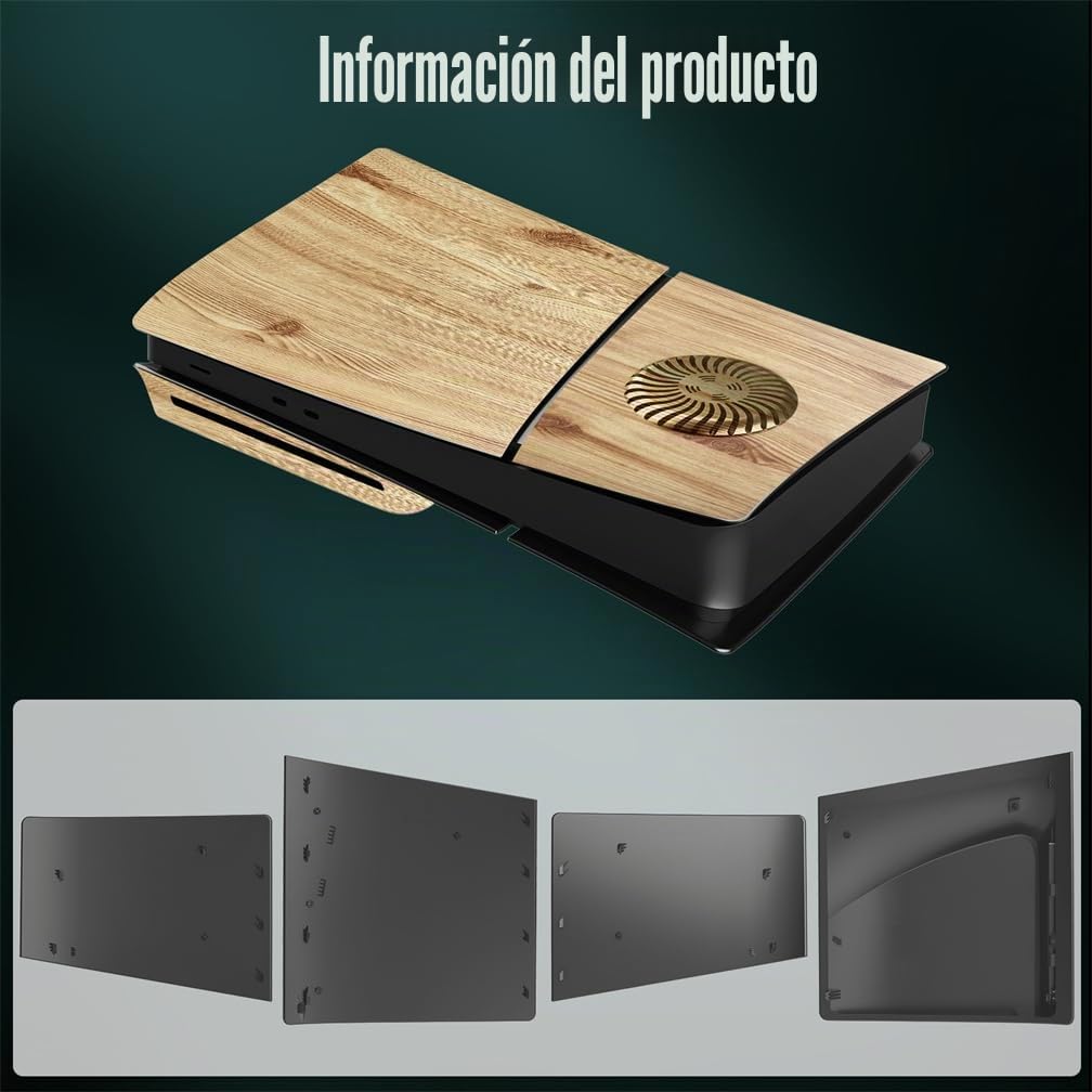 LiLiTok Funda protectora para PS5 Slim Faceplates, placa de repuesto para piel, resistente al polvo, carcasa ABS para Playstation 5, accesorios delgados 2023 (versión de disco de grano de madera)