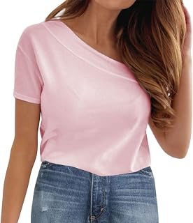 Mujer Primavera/Verano Color Sólido Simple Sexy Suelto Casual Un Hombro Camiseta Blusas Hombre Manga Larga