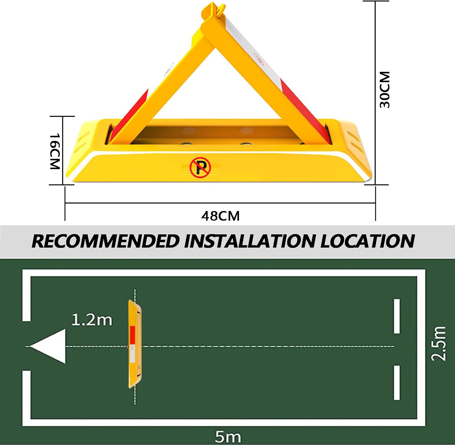 Parking Space Lock, Folding Parking Barrier, Car Parking Pole Triangular, Manual Parking Blocker, Car Parking Gadgets,60CM (48CM)