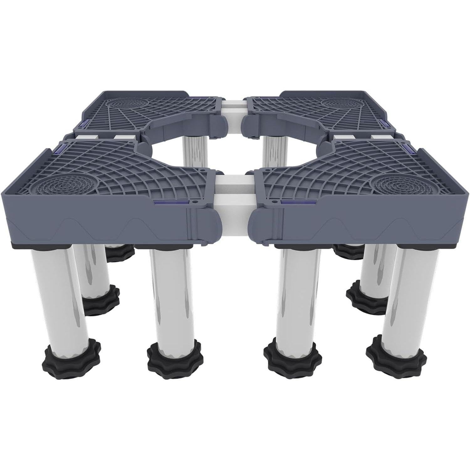 Soporte Lavadora función antivibración Base Lavadora Frenos Ajustables, Ajustable en tamaño, para lavadoras y secadoras apiladas de 42-69 cm, Carga de 400 kg,12 Legs-28cm-32cm
