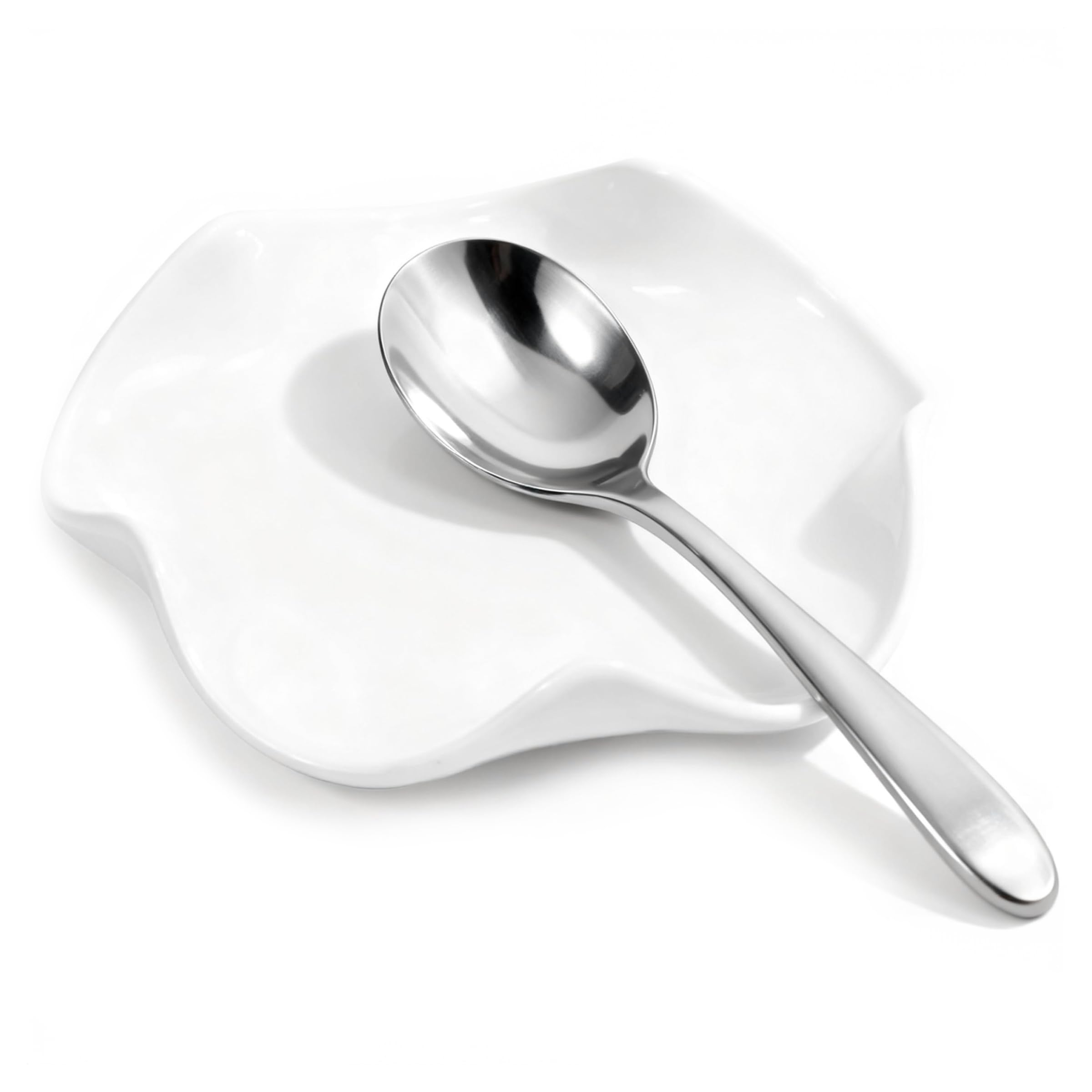 Ceramic Spoon Rest 5.1 Inch, Kitchen Spoon Holder for Stove Top & Counter, Utensil Rest for Spatula, Spoons or Tongs, Tea Bag Dish for Cooking, Housewarming, Wedding, Gift