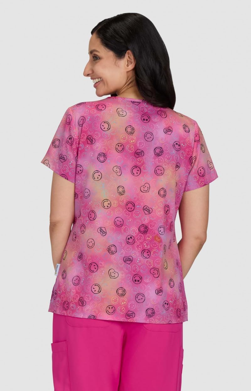 KOI | SmileyWorld Amazed Women's 1-Pocket Print Scrub Top - Image 2