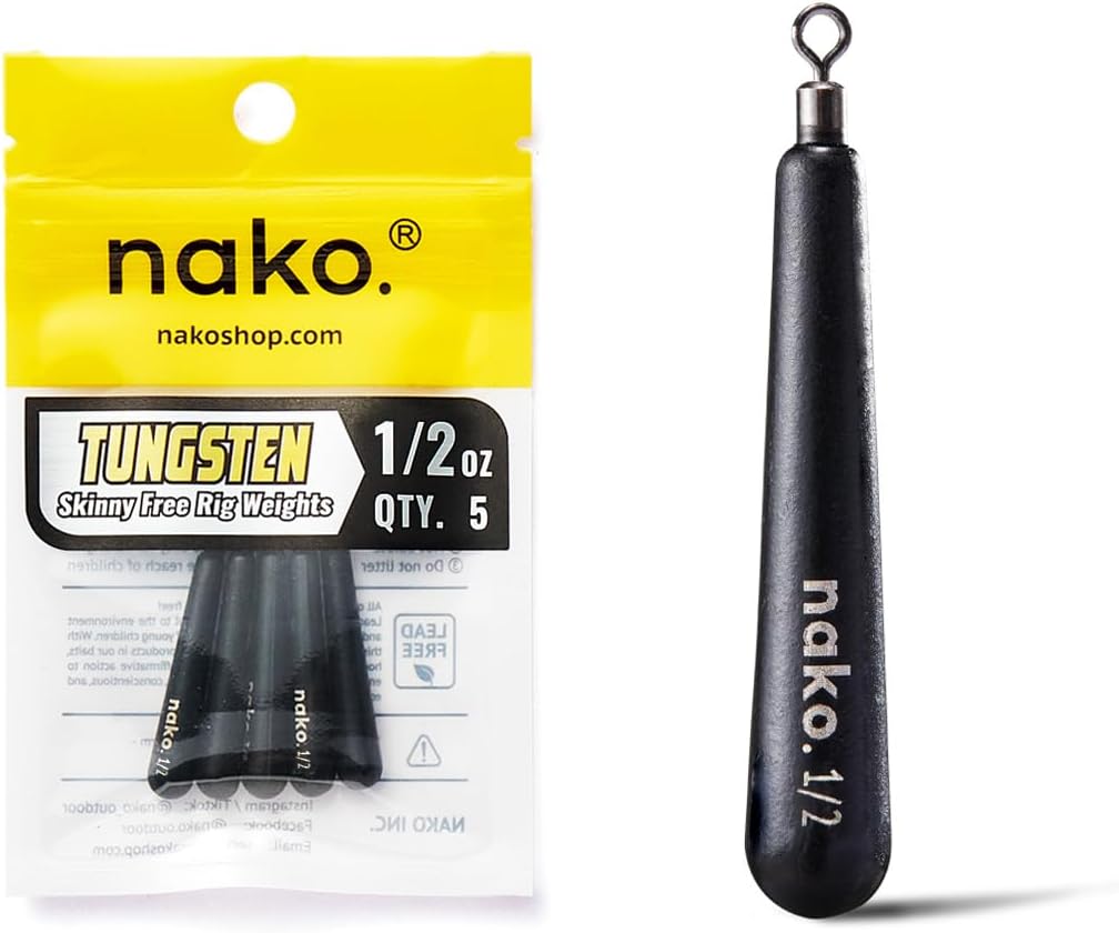 nako. 10 Pack 97% Density Tungsten Drop Shot Weights Free Rig Weights | Round Eye Bass Fishing Sinkers for Drop Shot Rig Free Rig