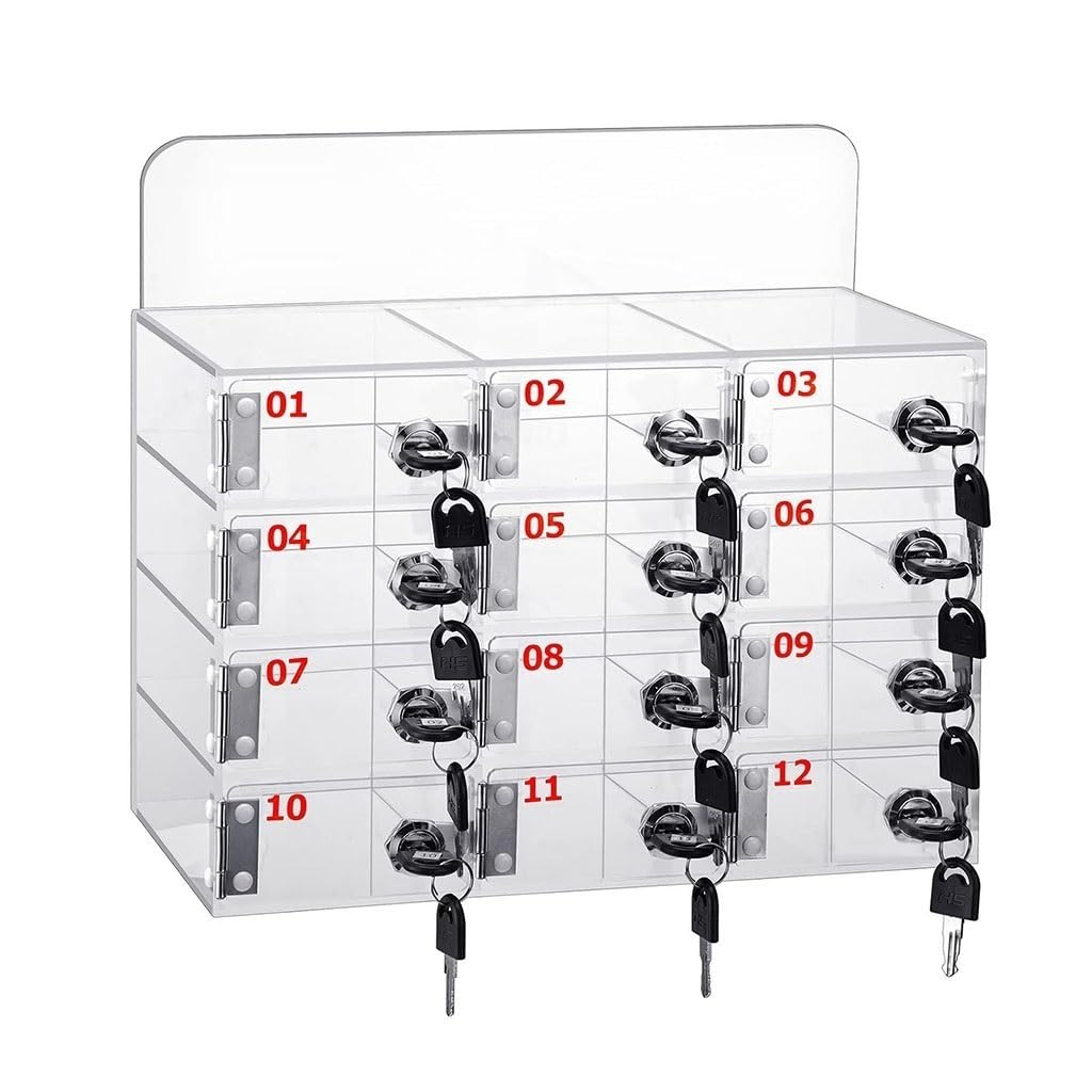 Boîte de Rangement pour Téléphone Portable 6-80 Fentes avec Serrure Acrylique Casier Transparent Organisateur