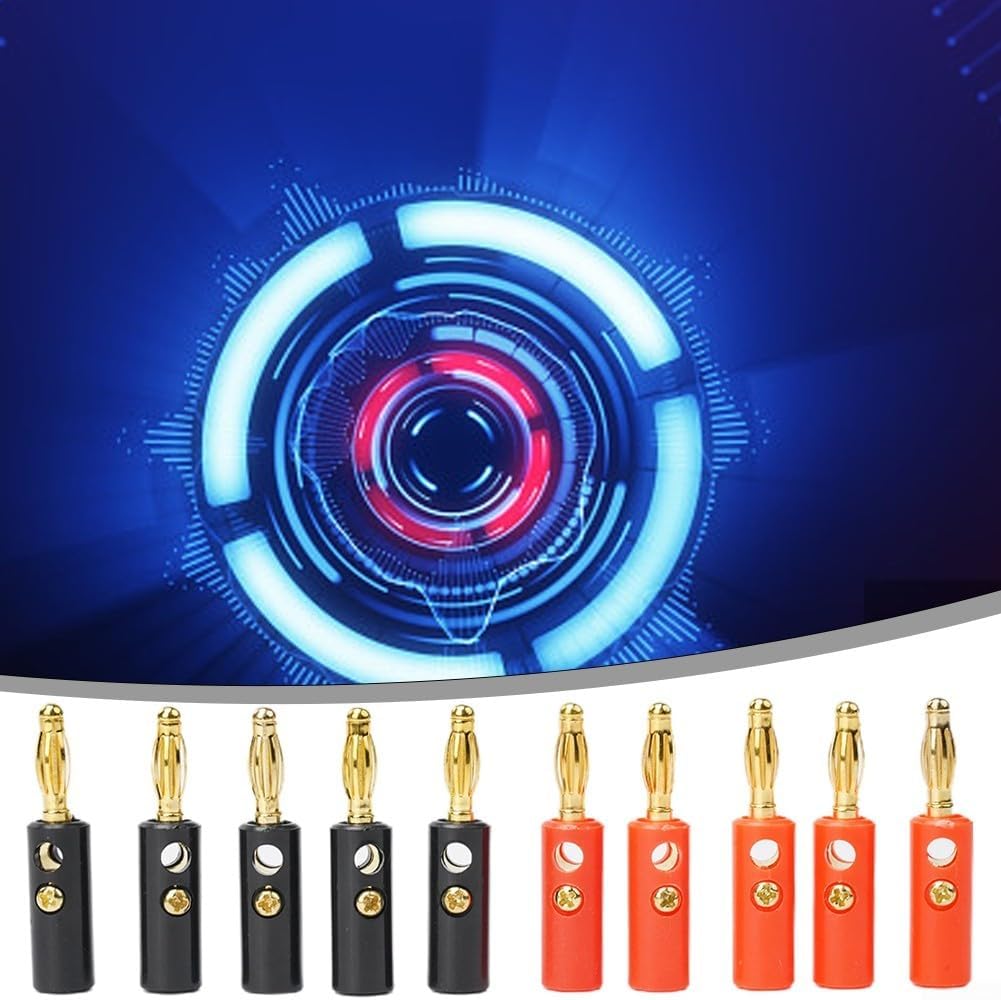 Gold Plated 4mm Banana 10 pcs Screw Terminal Connectors for Speaker Wire Audio Use Compatible with 4mm Speaker Terminals