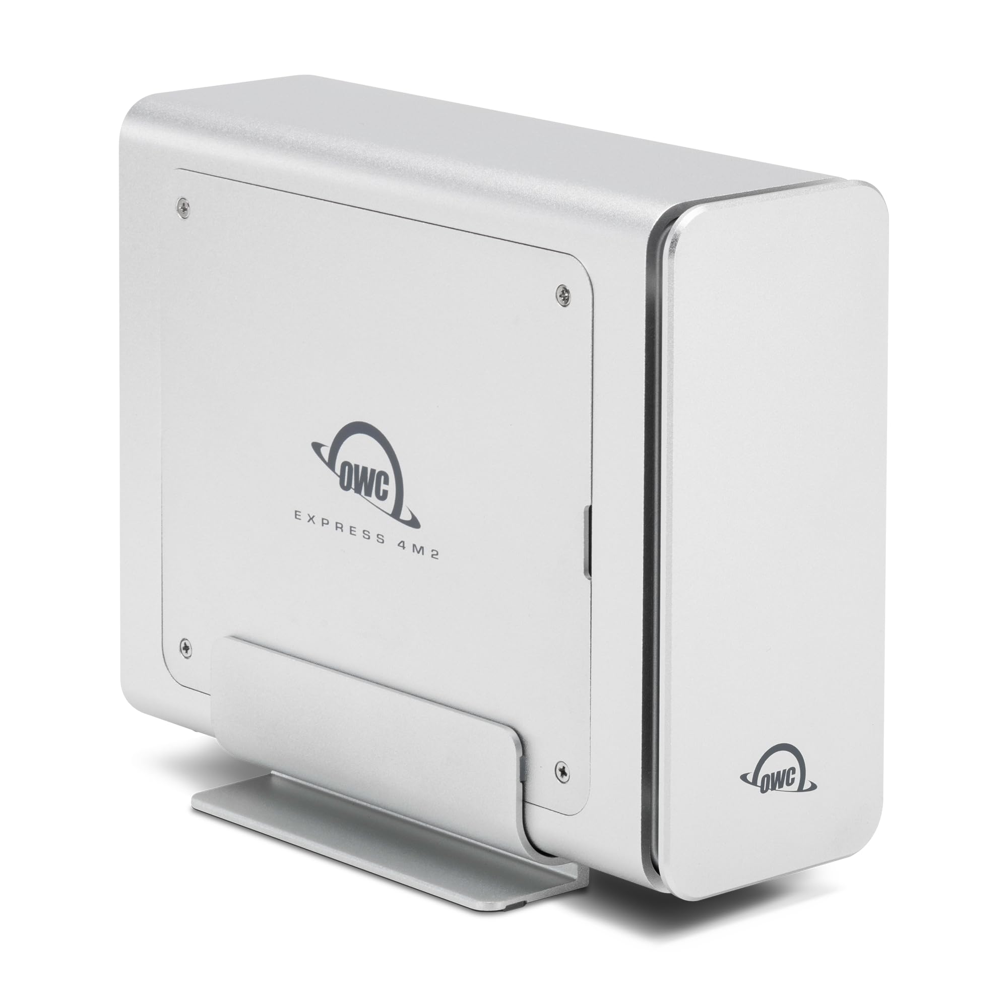 OWC Express 4M2 USB4 Boîtier 4 emplacements NVMe M.2 SSD avec SoftRAID | Jusqu'à 3200Mo/​s | Raid 0/​1/​4/​5/​10/​JBOD | Compatible Mac/​Windows | Silencieux, Plug&Play, Aluminium