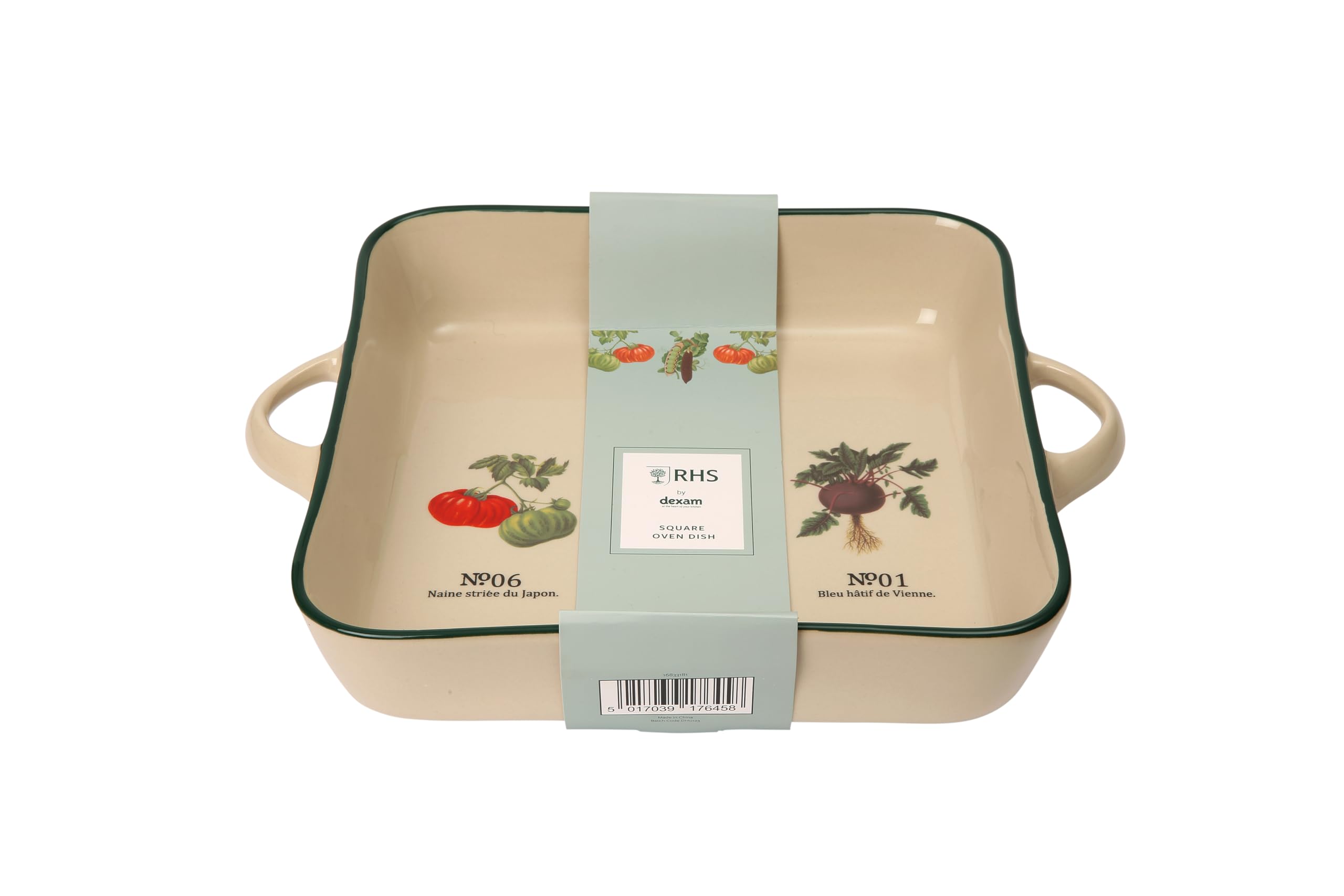RHS - Benary Vegetables Square Oven Dish, Stoneware Dish for Pies & Lasagne - Oven to Table Serving Dish with Handles