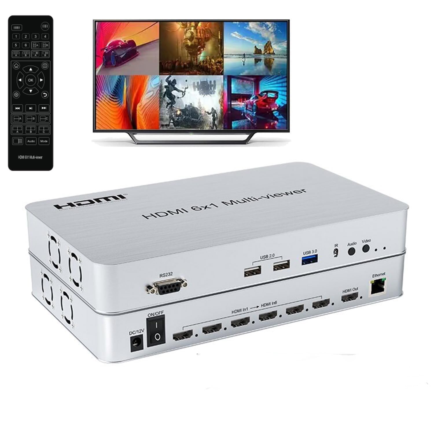 MICROWARE 4K HDMI 6X1 Multi-viewer HDMI Quad Screen Segmentation Multiviewer with Seamless 6 in 1 Hdmi Multi viewer for Touch Screen RS232-image-8