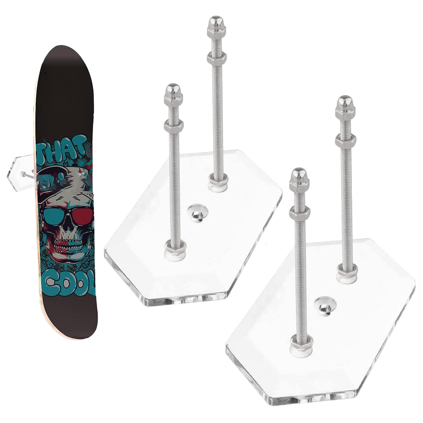 2 Piezas Soporte para Monopatín Transparente, Soporte de Acrílico para Patineta, Soporte de Pared para Monopatín, para Exhibición y Almacenamiento de Tablas de Skate(Transparente)