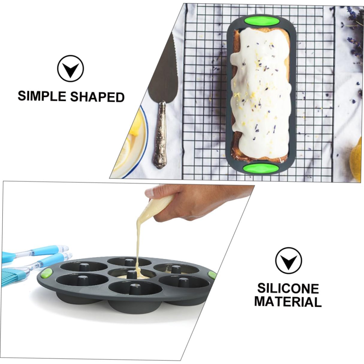 Healeved Kit de Moldes de Silicona Multiusos 5 Piezas para Hornear Pasteles y Bizcochos Resistencia Térmica para Repostería Casera