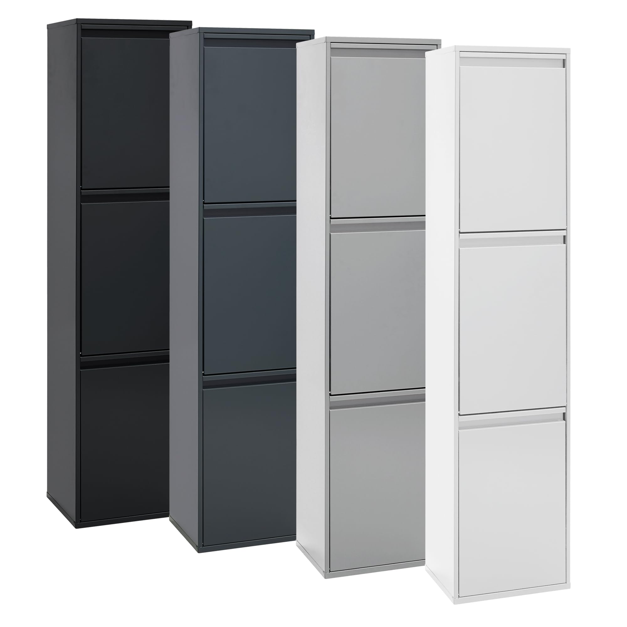 Arregui Basic CR301-B Cubo de Basura y Reciclaje de Acero de 3 Compartimentos | 3x17L (51L) | Cubos de Basura de Cocina | Contenedores de Reciclaje para Casa u Oficina | blanco