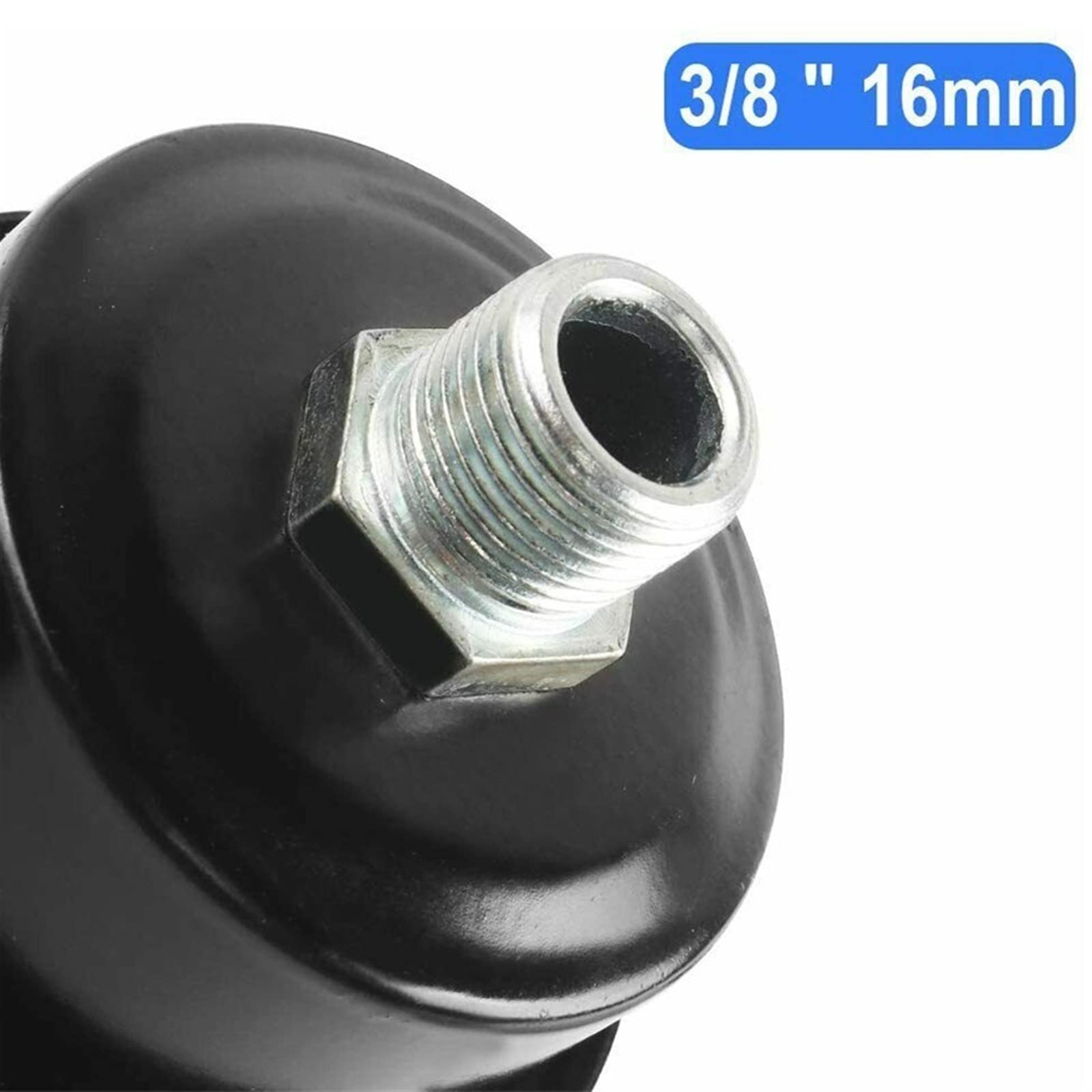 2 PCS compressore Aria silenziatore da 16 mm in Metallo di aspirazione Nera silenziatore di Rumore Adatto for Un compressore d'Aria Senza Olio for Un Elemento Filtro