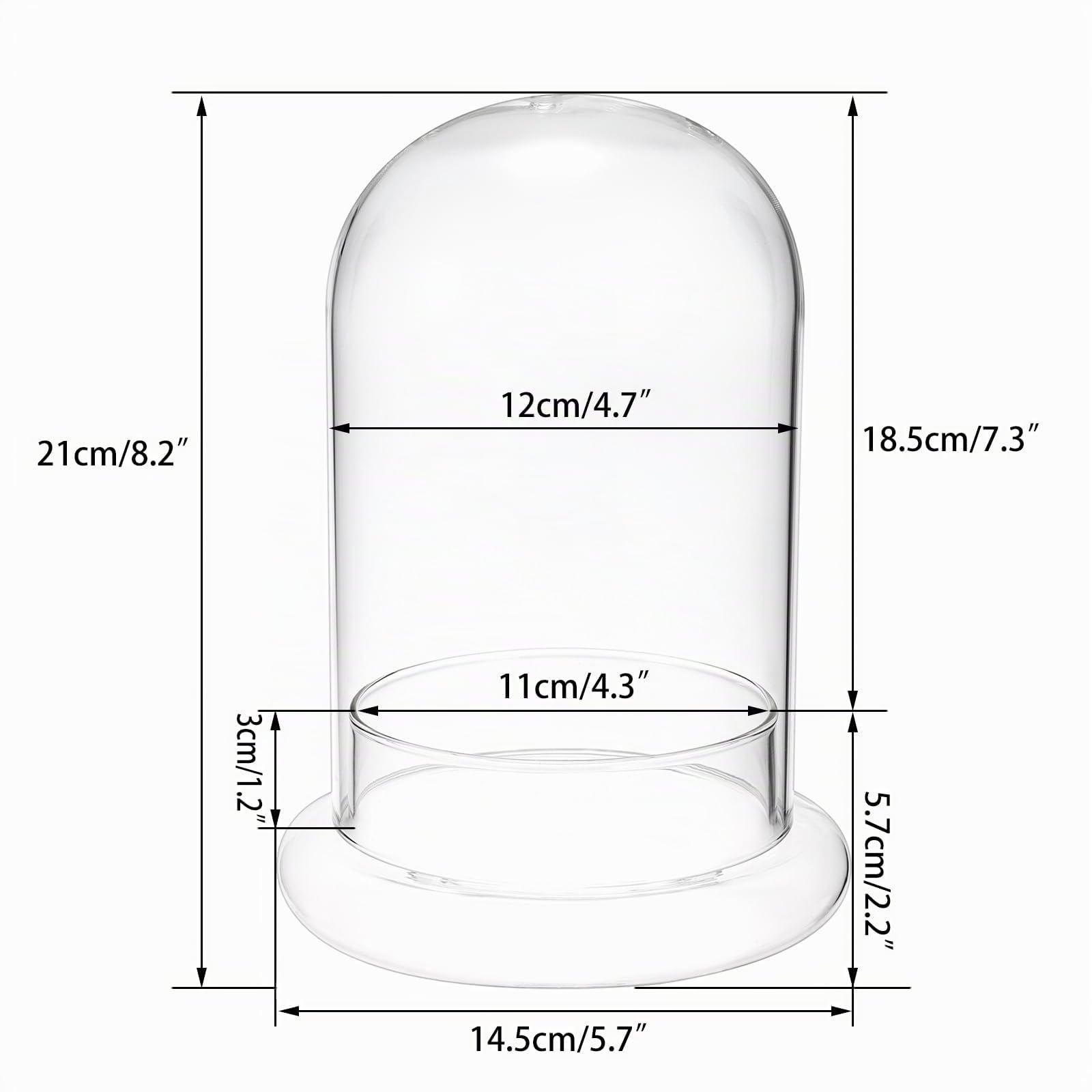 Mini terrario de cristal para plantas suculentas, cúpula transparente con orificio de aire de 3 mm, campana decorativa con base de cristal, decoración de mesa, regalo