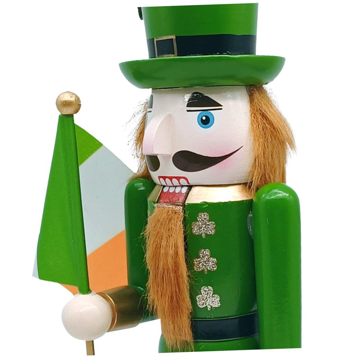 Drewniany Orzechowiec Żołnierz z Koniczyną Irlandzką Dzień Świętego Patryka Ręcznie Malowana Figurka Dekoracje Festiwalowe Idealna Irlandzkie Przyjęcia i Ozdoby Stołowe