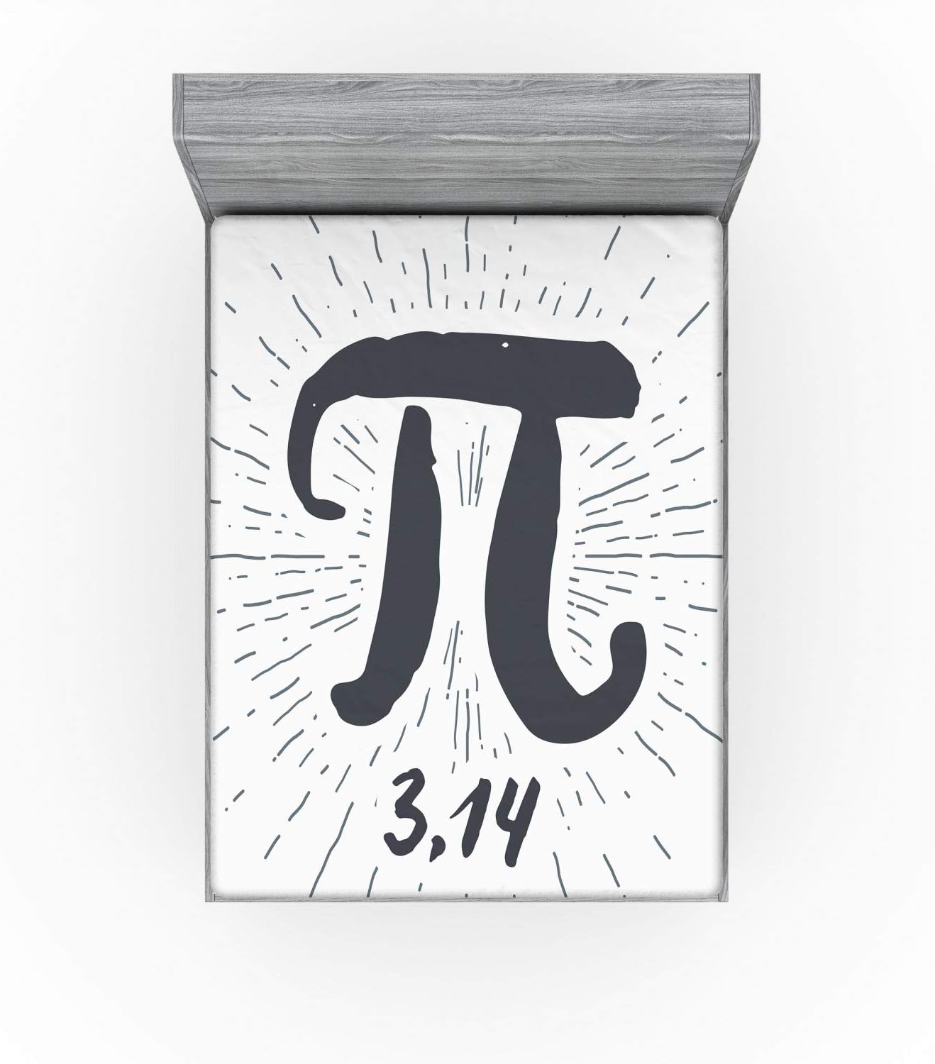 Ambesonne Pi Fitted Sheet, Hand Drawn Look Grunge Design Math Themed Number with Lines Image, Soft Decorative Fabric Bedding All-Round Elastic Pocket, Queen Size, Coconut Blue