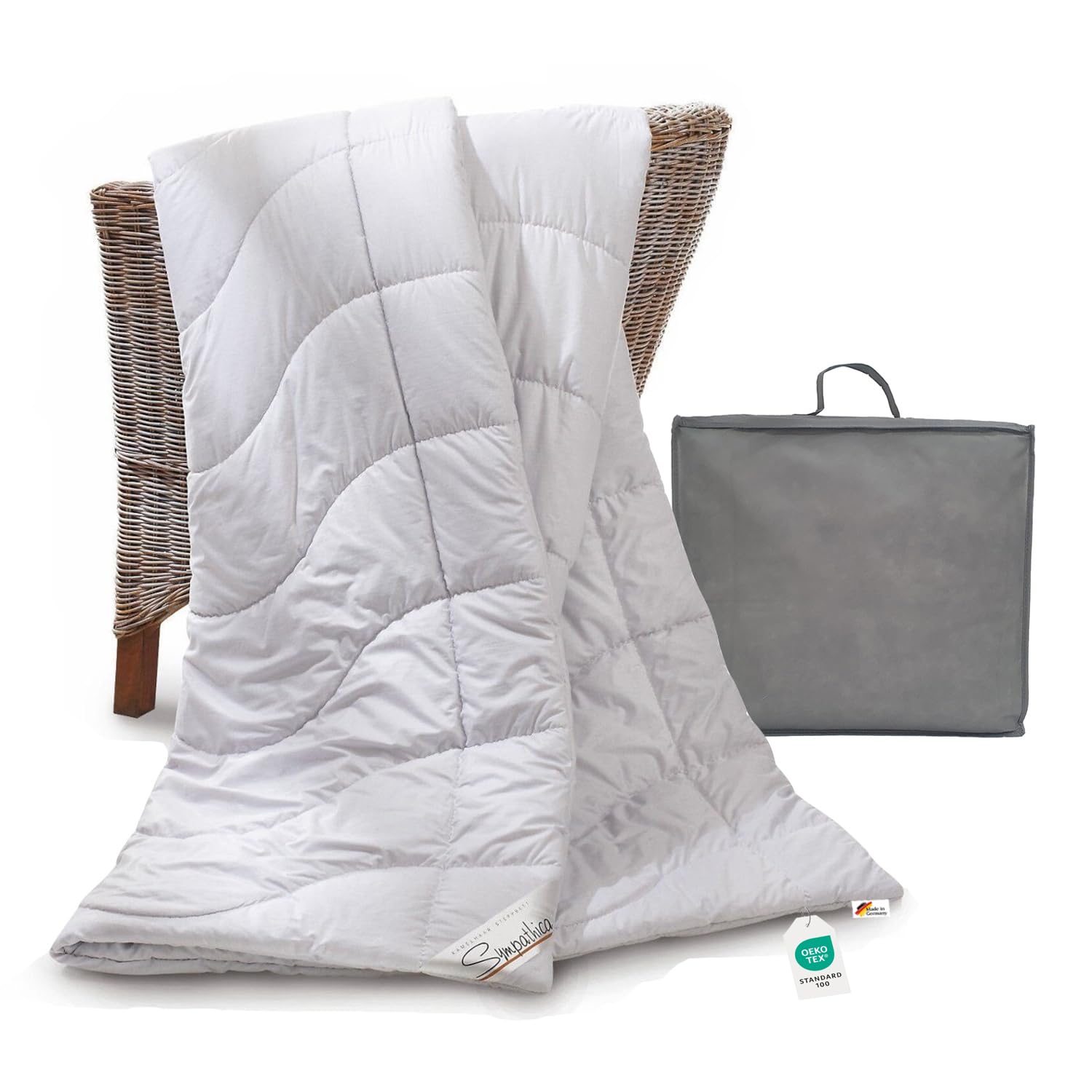 Sympathica Kamelhaar Bettdecke 100% Kamelhaar | Kamelhaardecke Duo warm | Winterdecke | Ganzjahresdecke | 200x200 cm | 30° Wäsche | Oeko-TEX-Zertifiziert | Made in Germany