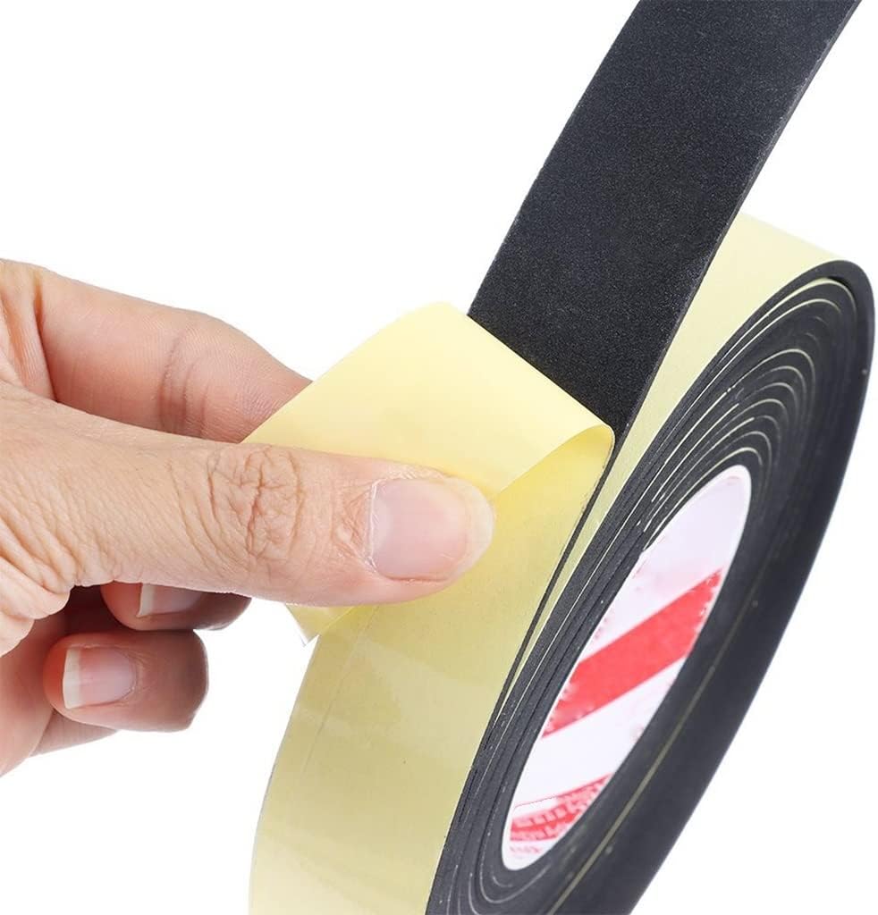 Self Adhesive Foam Tape ， Sponge Single-Sided Tape Shockproof Foam Sealant Strip, for Car Pad Sound Insulation Buffer Anti-Collision(Thickness 5mm,15mm x 5m)