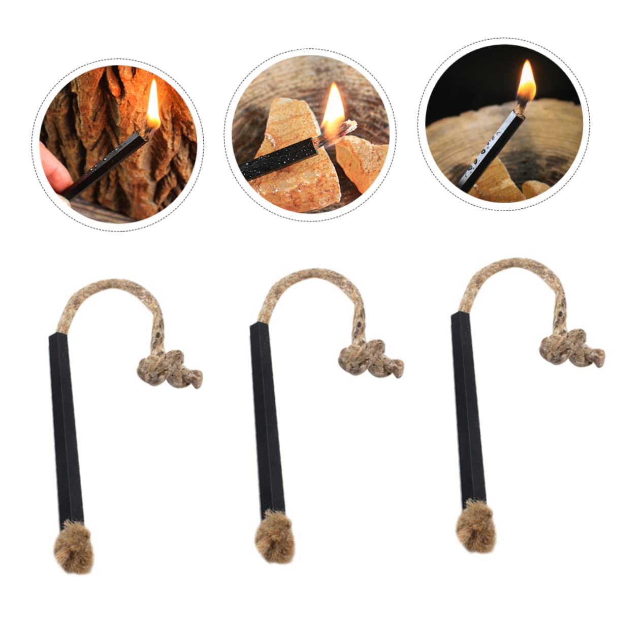 Abaodam 3 Ensembles Allumage Départ Pratique De Plein Air Allume-feu Allume Feu Corde Allume-feu Camping Mèche Feu Extérieur Black Corde De 6 Pièces * 3