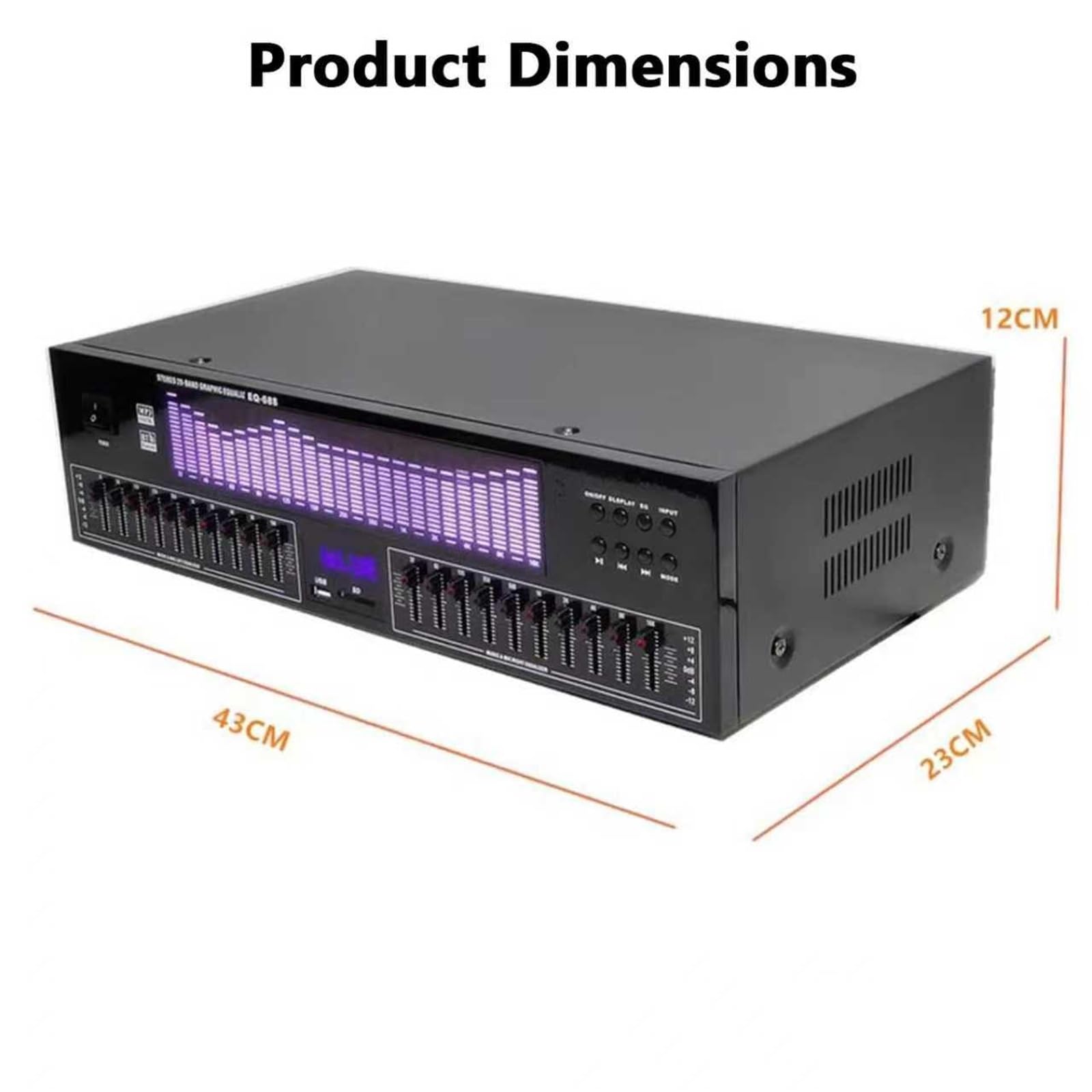 Equalizzatore Grafico Hi-Fi, Equalizzatore Digitale A 20 Bande, Analizzatore Di Spettro Con Telecomando, Display A LED Dello Spettro, 15 Stili Dinamici, Funzione Riduzione Rumore