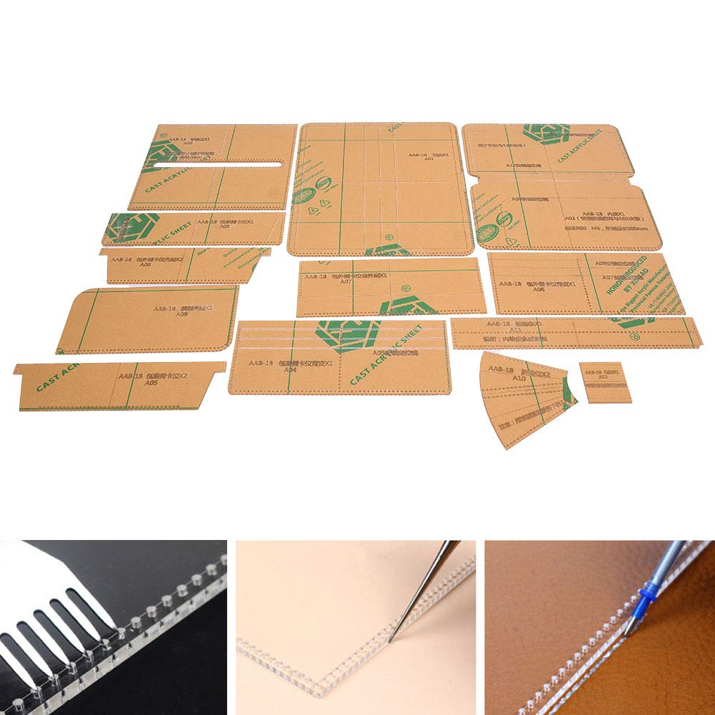 Plantilla de patrón de cartera larga, plantilla acrílica, molde para manualidades de cuero, herramienta DIY