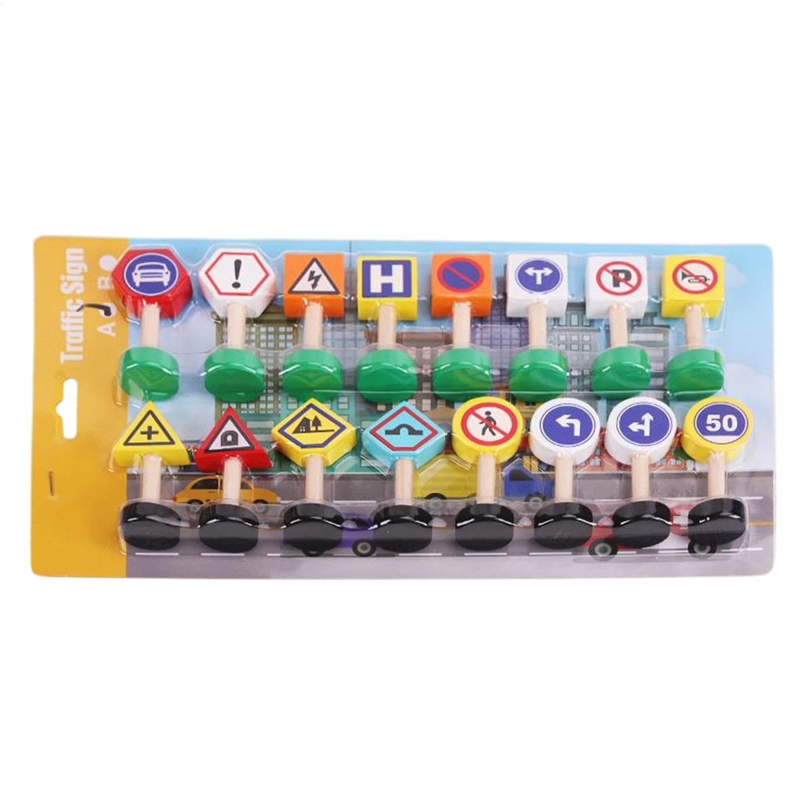 Kids Traffic Light - Traffic Road Signs For Kids | Wooden Stop Safety Game For Education | 16X Street Signs Play Toy For Education, School
