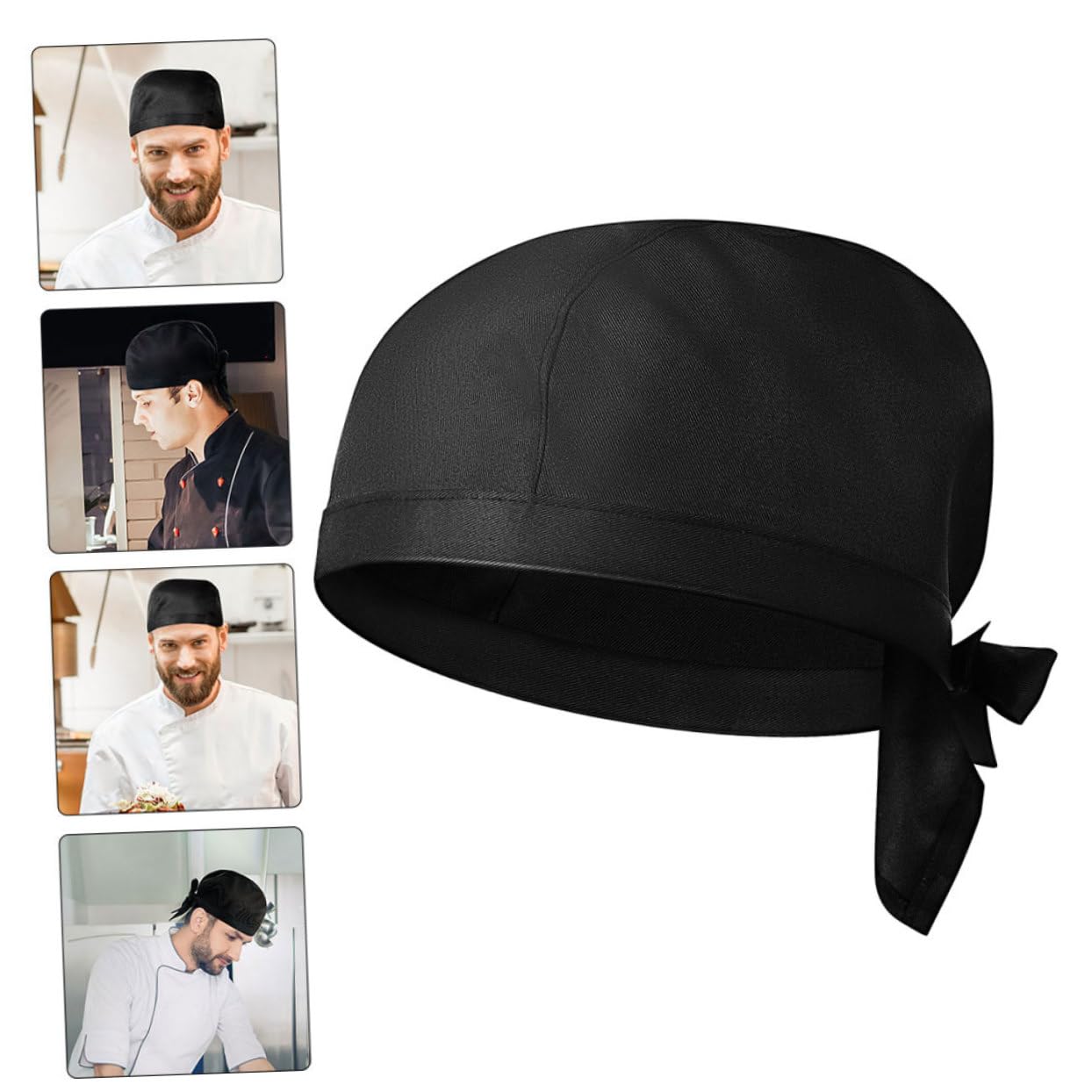 Gorro de Cocina Negro de Algodón, 9 Piezas, Diseño Clásico | Transpirable y Fácil de Limpiar, para Cafetería y Restaurante, Acabado Sencillo y Profesional