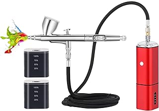 Airbrush kit with Compressor Portable Cordless Airbrush kit,Rechargeable auto Stop Dual Action air Brush Pen,Match Different Airbrush Guns for Barbers Model Painting Nail Art Craft Makeup