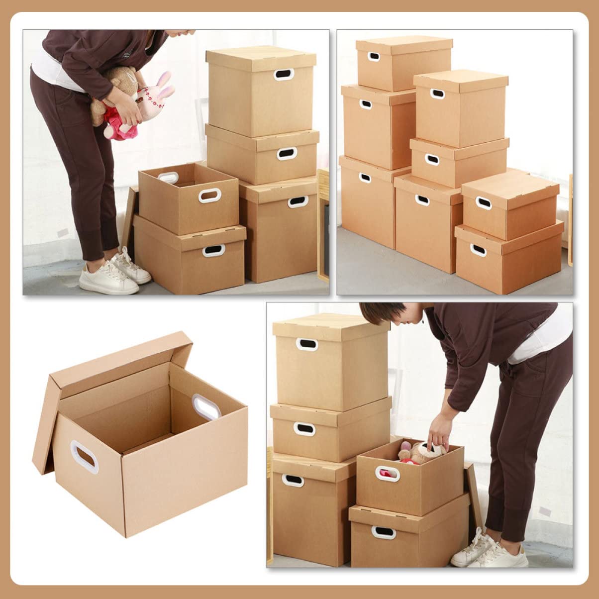 Gadpiparty Aufbewahrungsbox für Dokumente aus Papier Khakifarbene Ablagebox mit Deckel Tragbarer Aktenorganizer für Büro und Schule Stilvoll und Einfach zur Büro und Schulorganisation