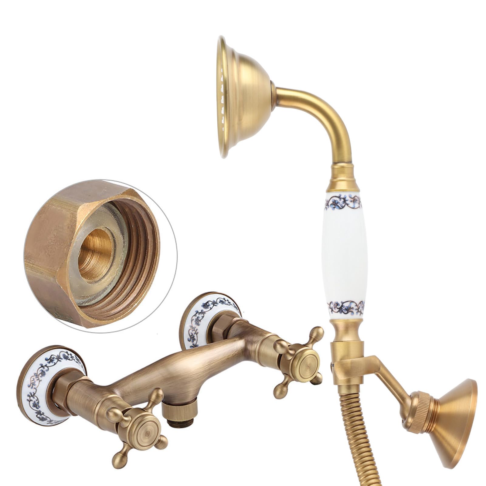 Kit Soffione Doccia in Rame Vintage con Installazione Nascosta,