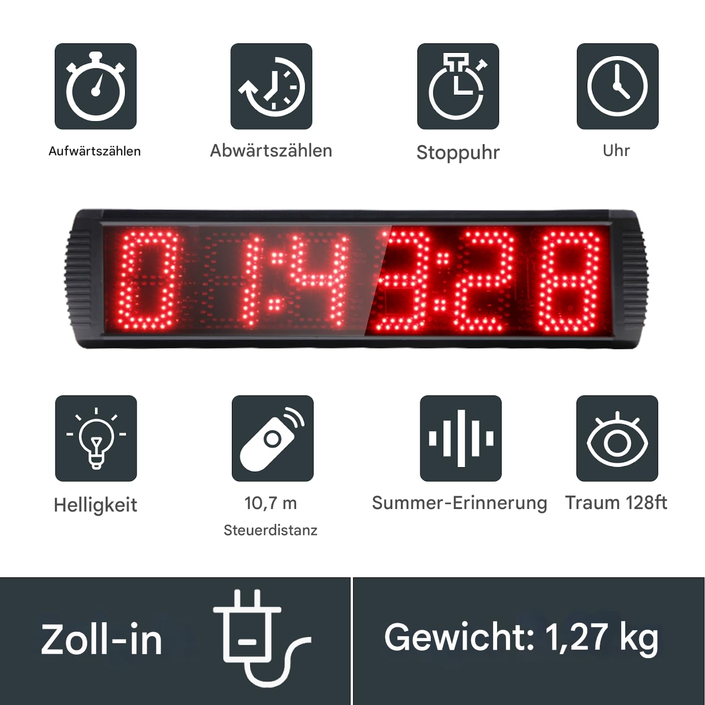 LED Stoppuhr 5 Zoll Sport Timer mit Stativ Countdown/Up Fernbedienung