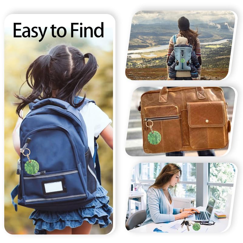 Image of Leather Keychain Case Holder Compatible with Apple AirTag, GPS Airtag Keychain Finder Tracker with Key Ring, Anti-Scratch Protective Air Tag Cover | Leather