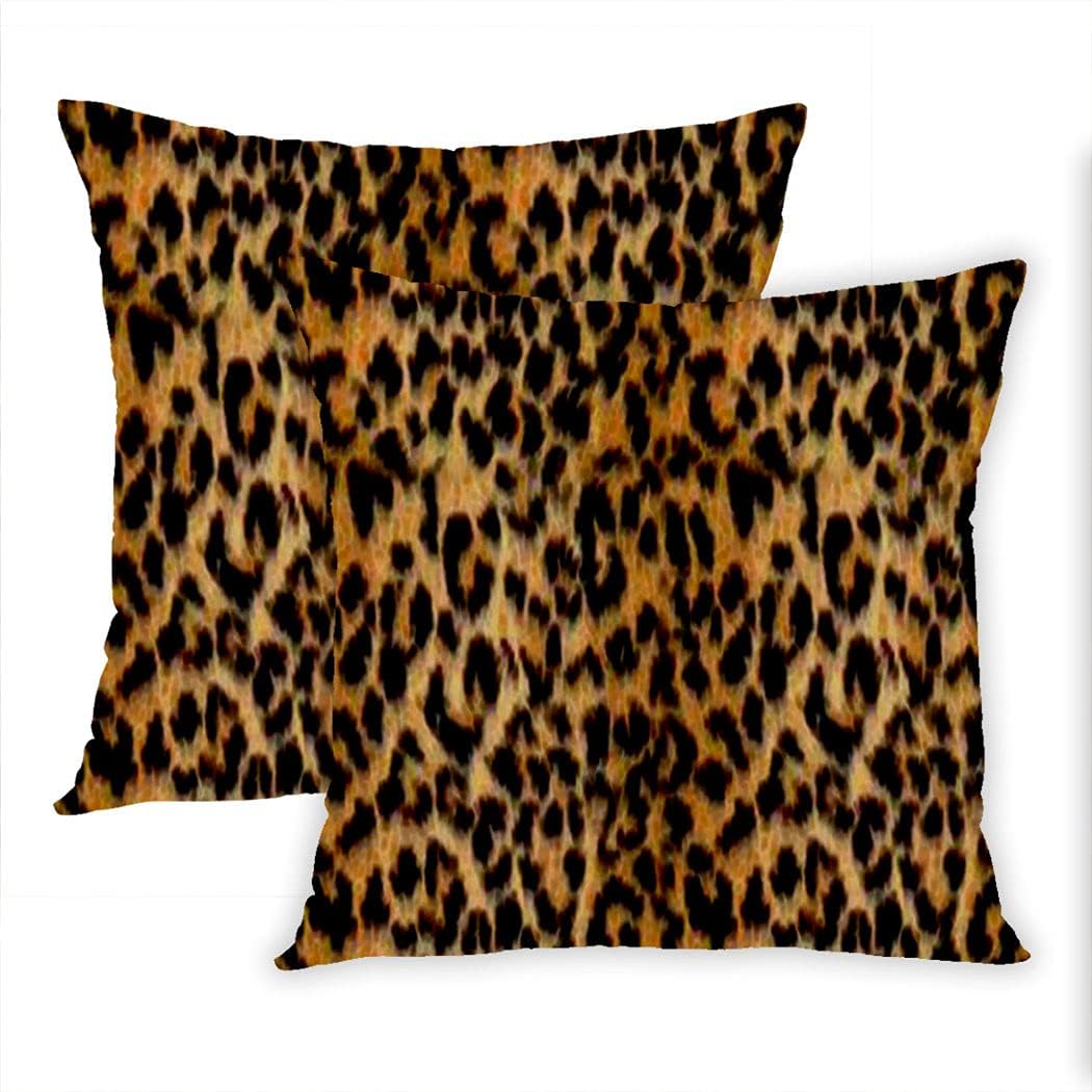 Skully Pretty Leopard Skin Animal Print Hidden Zipper Home Decorative Rectangle Set of 2 Throw Pillow Cover Cushion Case 26x26 Inch Design Printed Pillowcase
