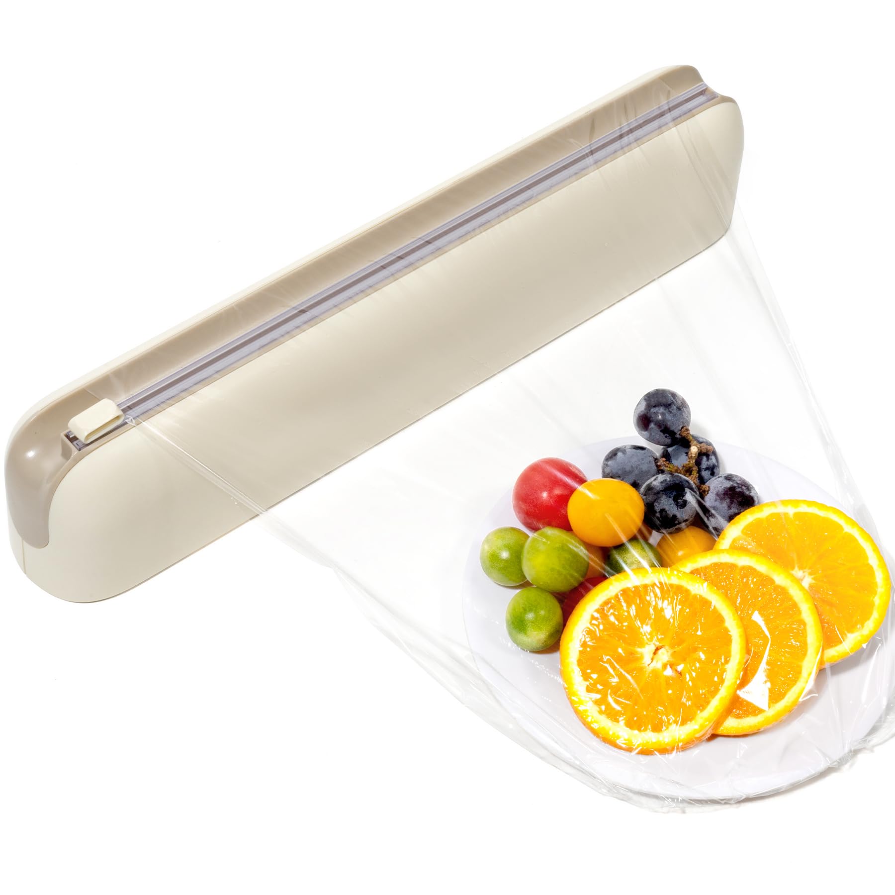 Frischhaltefolienspender mit Cutter - Magnetisch ohne Bohren, Folienschneider für Frischhaltefolie & Alufolie - Saubere Schnitte, Folienspender Schublade Küchenorganizer, Creme