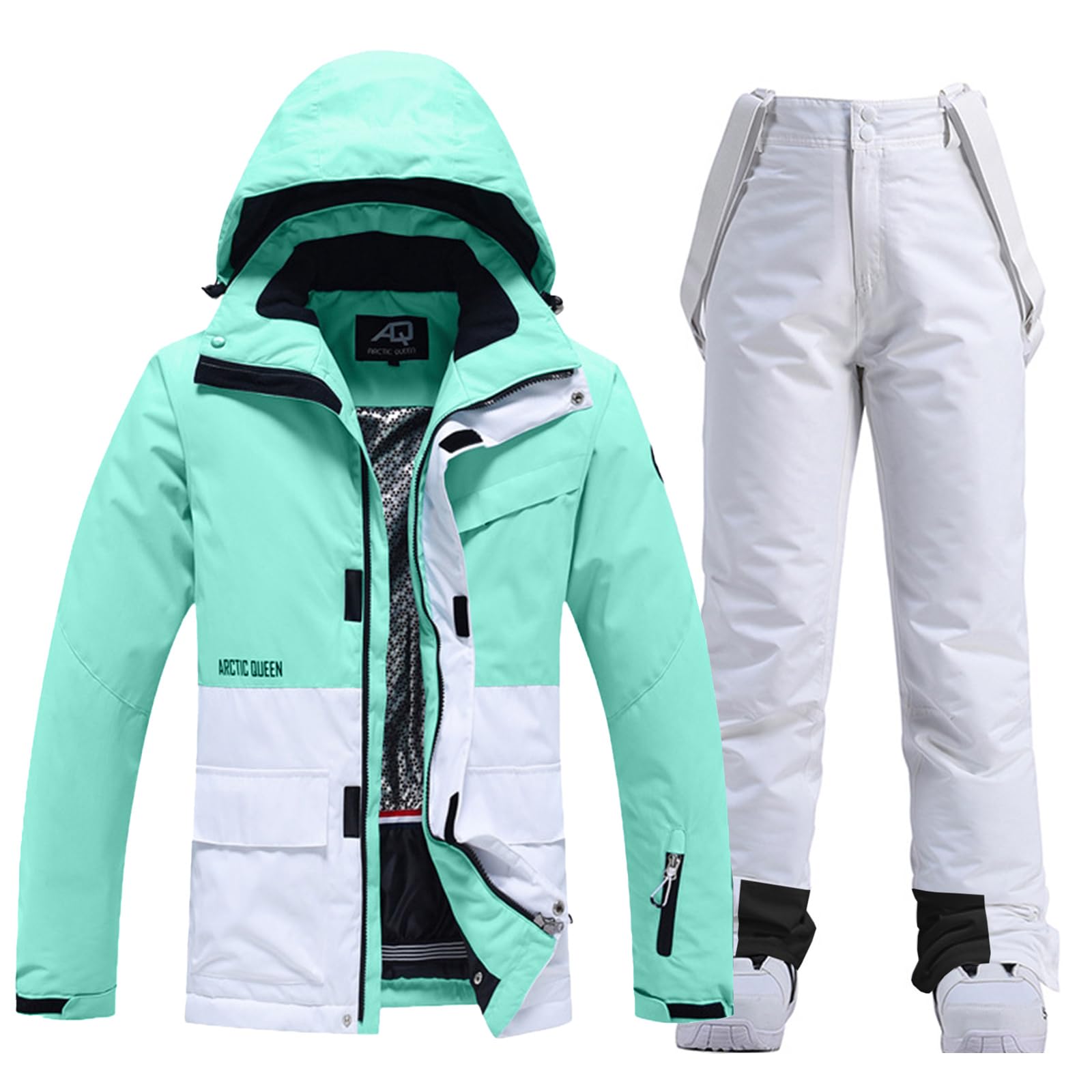 WOWULOVELY Women's Insulated Ski Jacket and Pants Suit