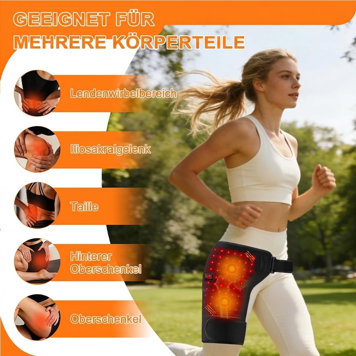 hipora 4-in-1 hüftmassager Hüftmassagegerät Lendenwirbelstütze für Rücken und Taille Verstellbarer Gürtel für Damen und Herren