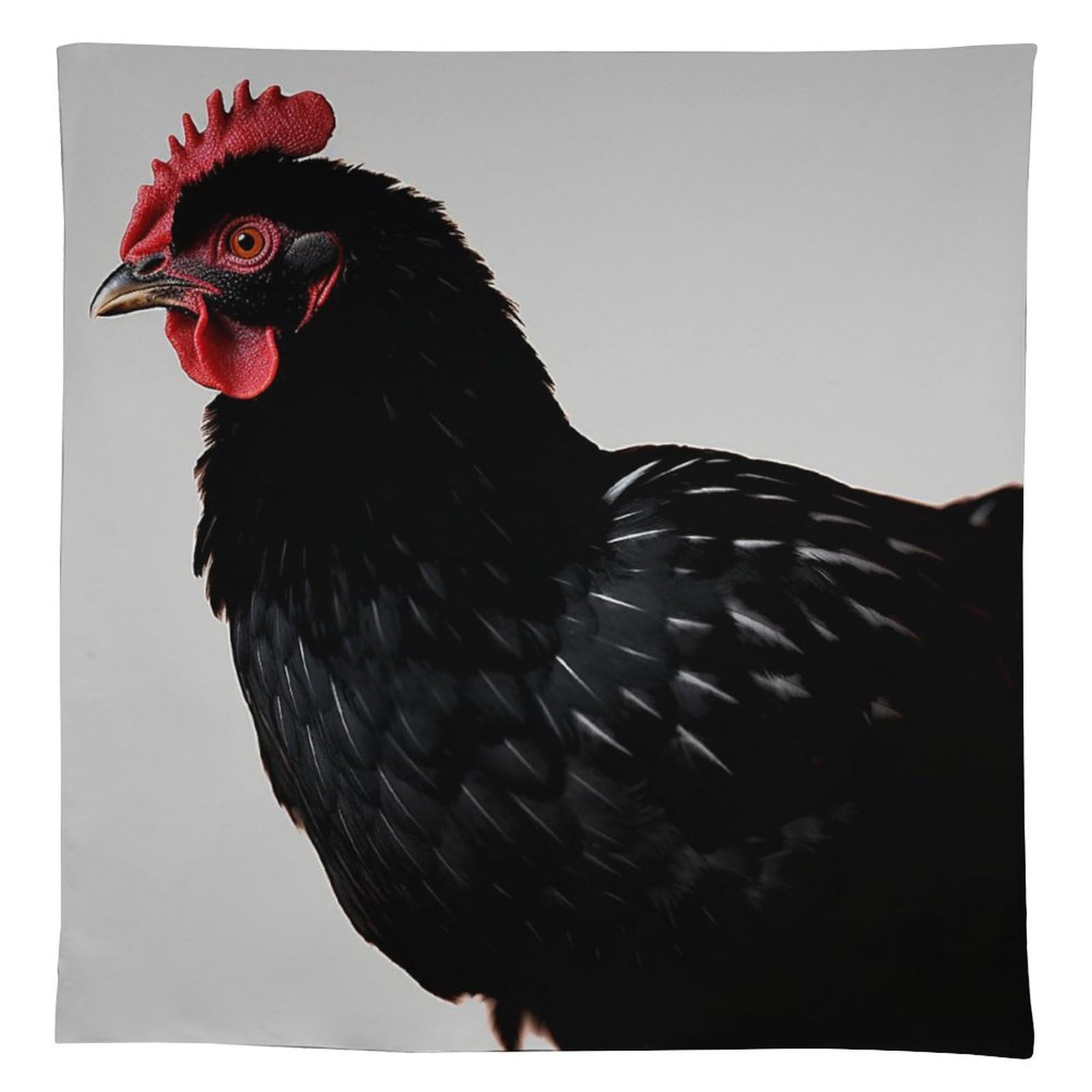Nappe rectangulaire en lin haut de gamme 140 x 140 motif poule noir durable