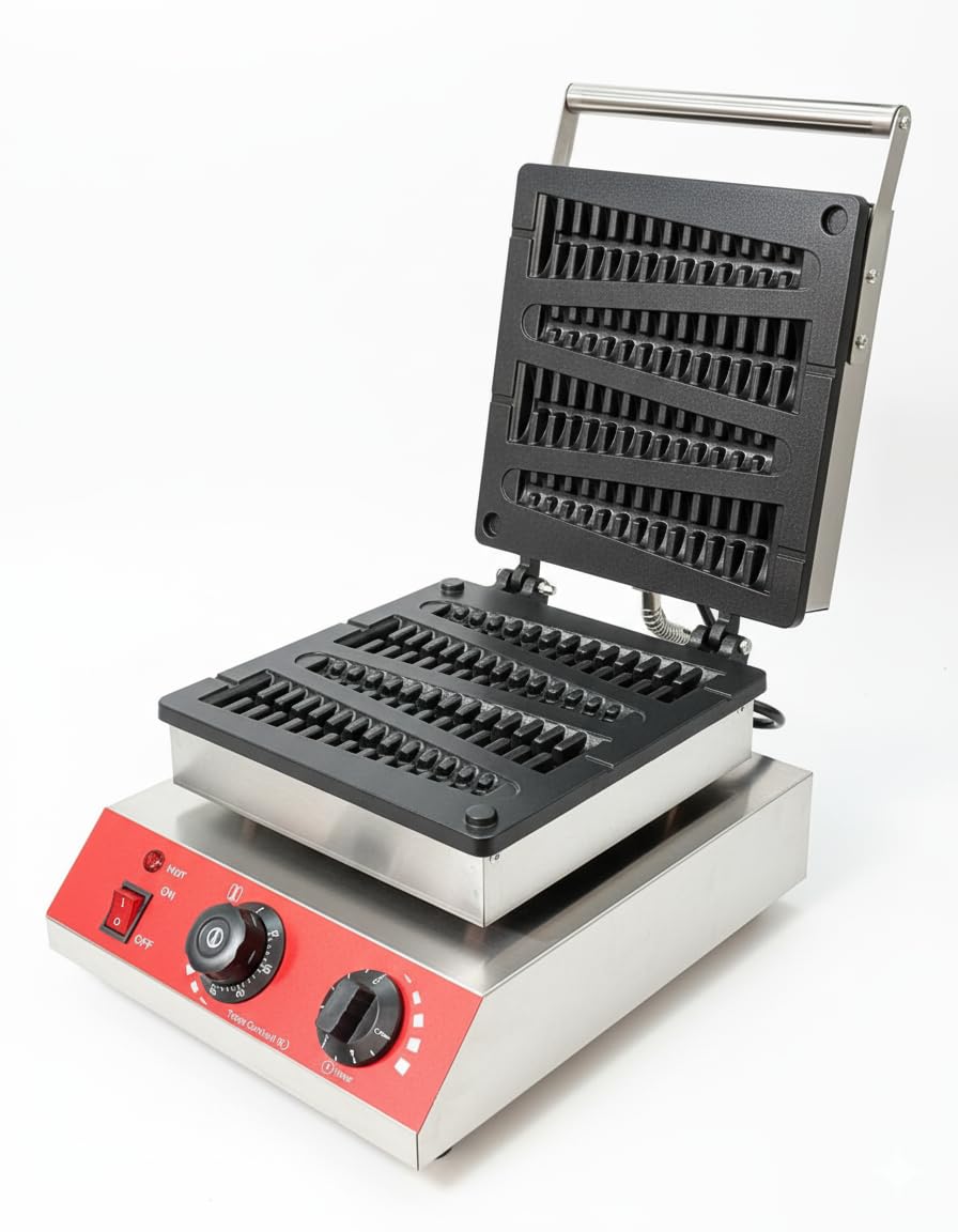Shoppers Hub PNQ 1800W Electrical Waffle Maker Machine | 4 Slot Lolly Stick Tree Shape Waffle Maker | Heavy Duty Electric Waffle Iron with Temperature Control & Timer | For Cafe, Hotel, Restaurant-image-21