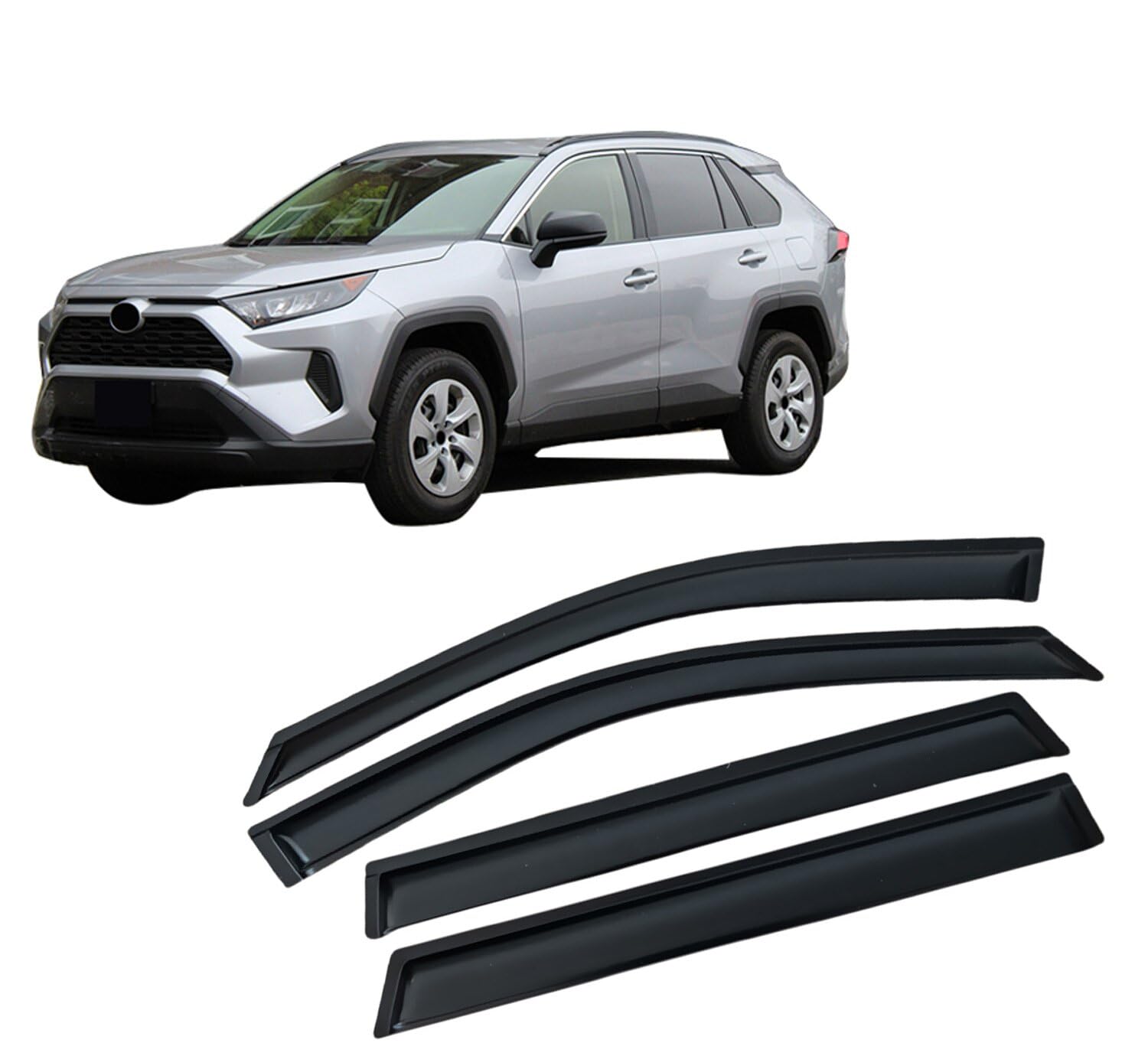 Liufangfc Normal Wind Deflectors For Toyota Rav4 Xa50 2019-2025 – 4Pc Tape-On Smoked Visors, Weatherproof, Anti-Salt/Snow, Low-Noise