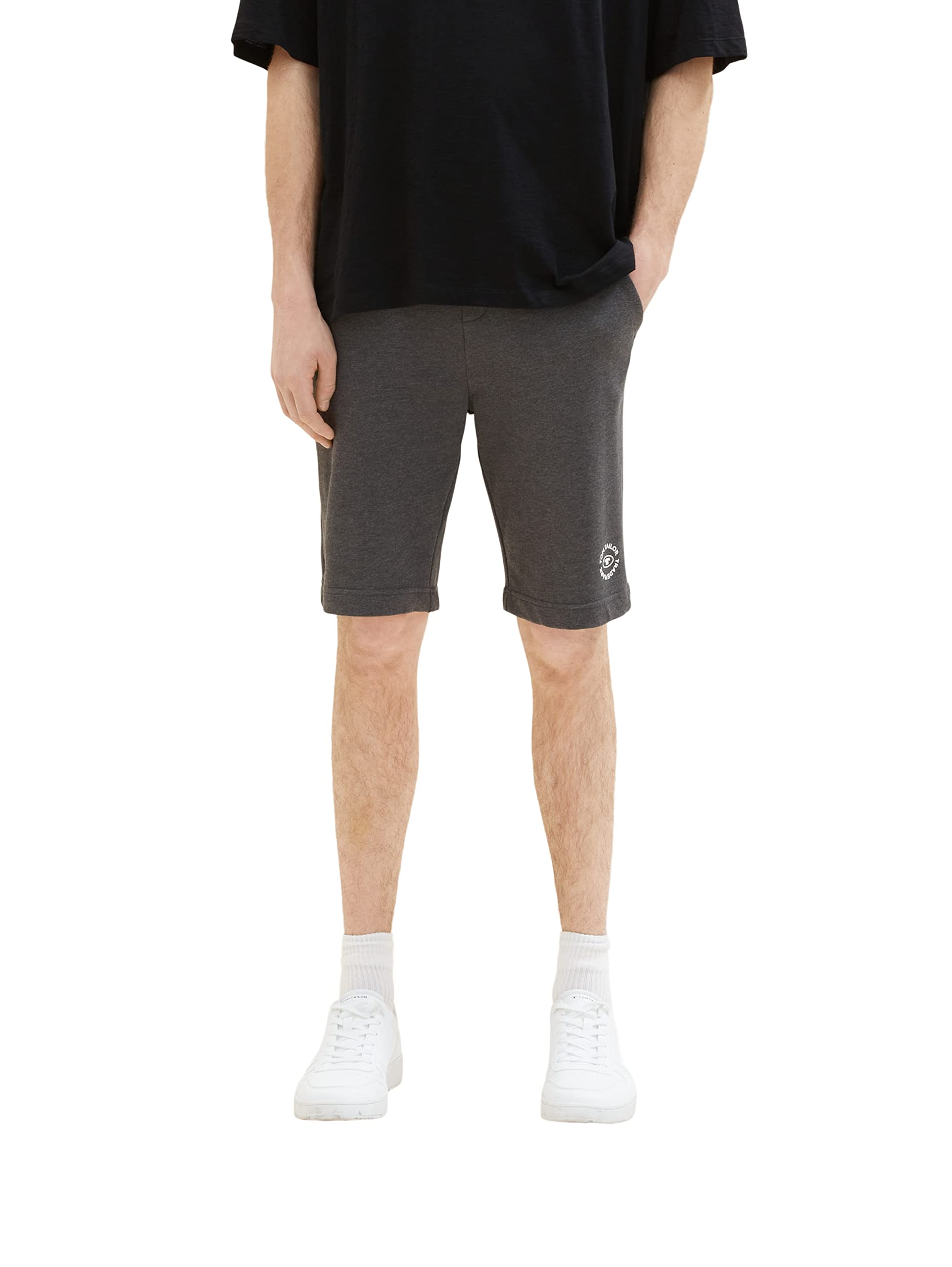 TOM TAILOR Herren 1036329 Bermuda Sweatpants Shorts, 11086 - Dark Grey Melange, S