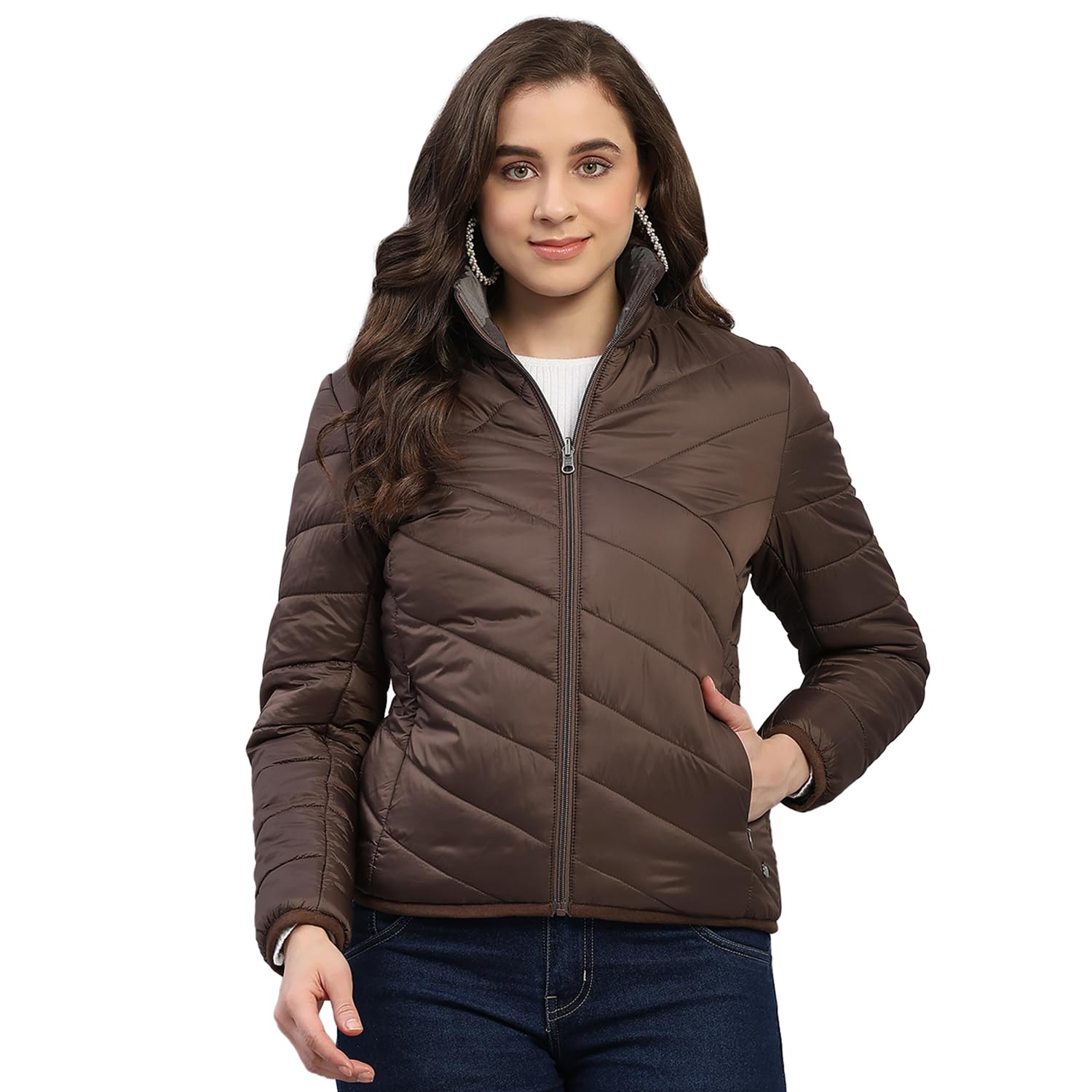 Womens Regular Fit Solid Collared Neck Zipper Full Sleeve Winter Jacket Women Winter Jacket | Stylish Zipper Jacket | Casual Winter Wear For Women's (Pack Of 1)