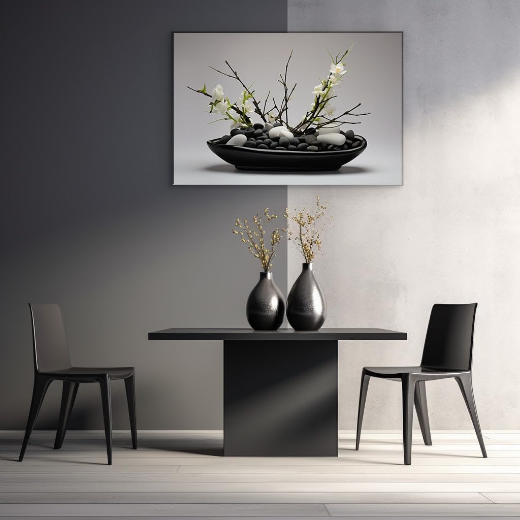 Canvas for Living room. Serenity in Contrast: A Study in Black and White Harmony, 27 x 18 inch Canvas Wall Art - Contemporary Masterpieces - Modern Home Decor