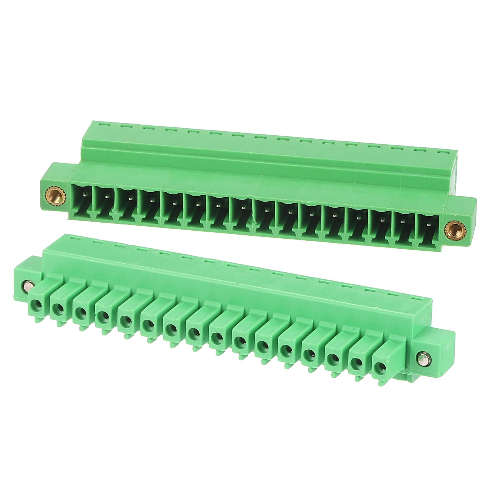 sourcing map 16 Pin 3.81mm Pitch 300V 8A PCB Mount Screw Terminal Block Connector, Pluggable Plug Flange Mount for DIY Electronics Audio Power Modules