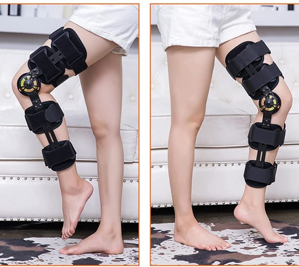 Rodillera ROM con Bisagras Soporte Ortopédico para Rodilla con Bisagras, Férula Ajustable para Articulación De La Rodilla ROM Ortesis De Rodilla Estabilizador De Inmovilizador Protector
