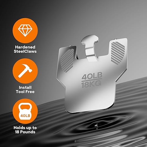Miniatura 3 de 20 ganchos de pared de yeso resistentes con garra para colgar imágenes, fotos, espejos, pósters, arte, decoración, sin herramientas, sin clavos,