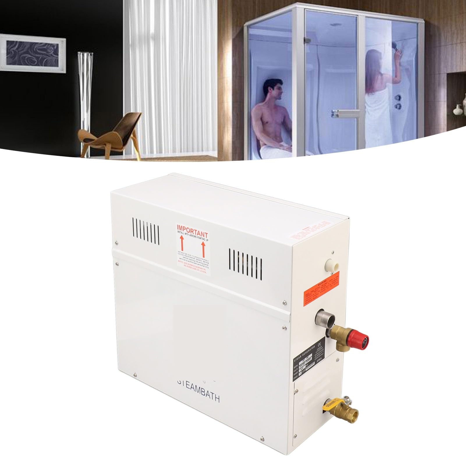 Generator łaźni parowej Sauna łazienkowa o mocy 9 kW, generator pary Samoodpływowy system generatora prysznica parowego do spa do sauny i prysznica w domu