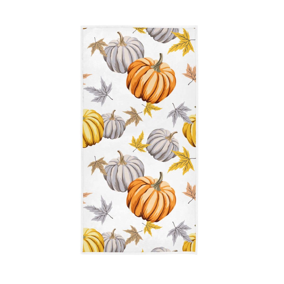 LSRCPD Autumn Orange and Gray Pumpkins Hand Towels Soft Bath Towel Multipurpose for Bathroom Hotel Gym Spa 30"x15"